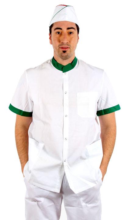 Casaca clásica combinada en blanco con verde