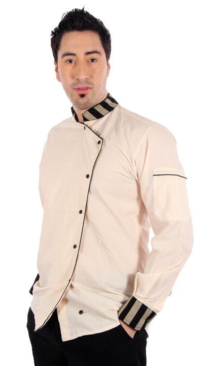Camisa tipo cheff con cuello mao