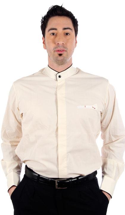 Camisa cuello mao con vivo