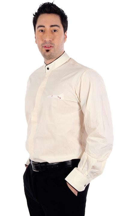 Camisa cuello mao con vivo