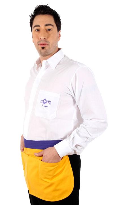 Delantal combinado amarillo y violeta