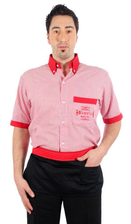 Delantal combinado negro y rojo