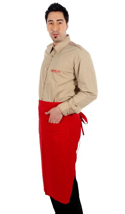 Delantal largo trapecio rojo