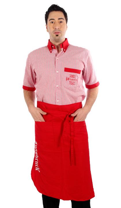 Delantal largo trapecio rojo