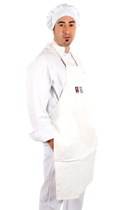 Delantal de pechera con hebilla blanco