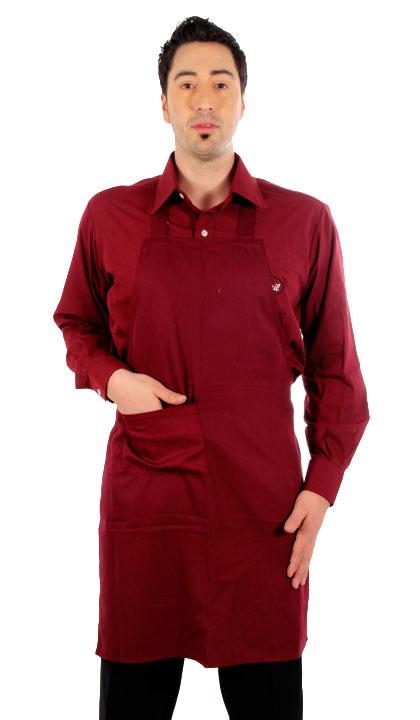 Delantal de pechera clásico color bordo