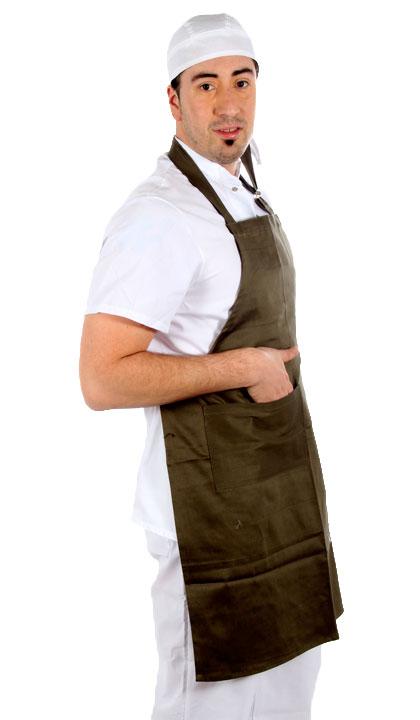 Delantal de pechera clásico marrón