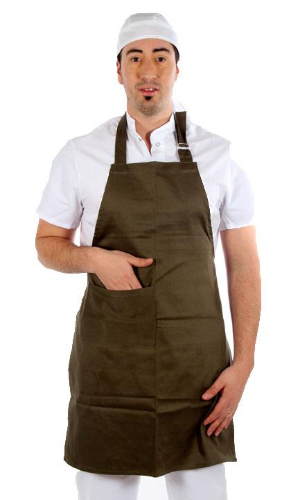 Delantal de pechera clásico marrón