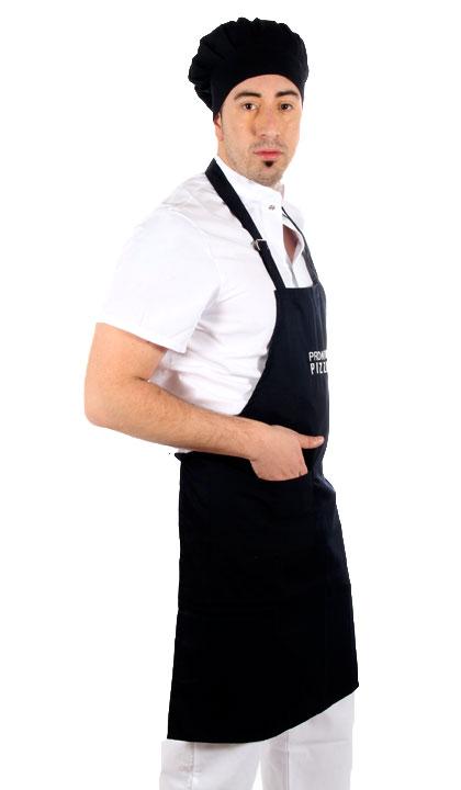 Delantal de pechera con hebilla negro