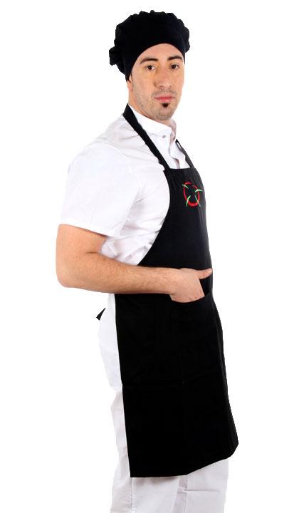 Delantal de pechera con hebilla negro