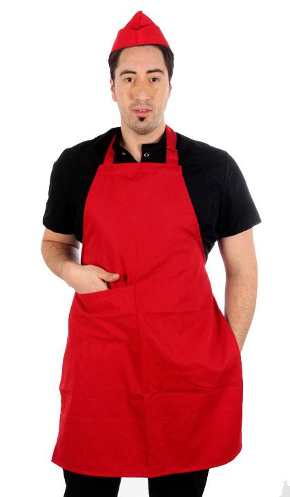 Delantal de pechera con hebilla rojo