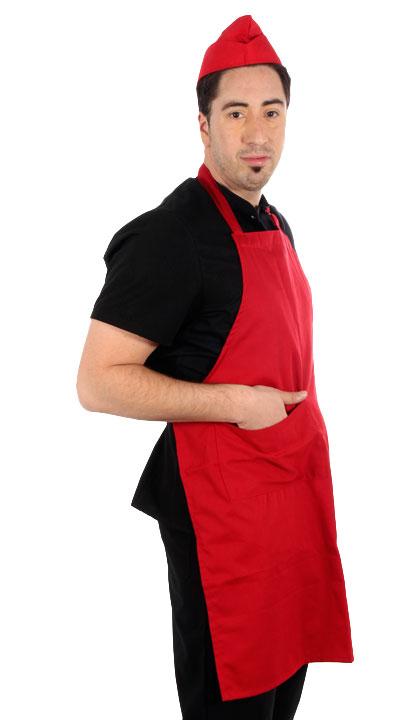 Delantal de pechera con hebilla rojo