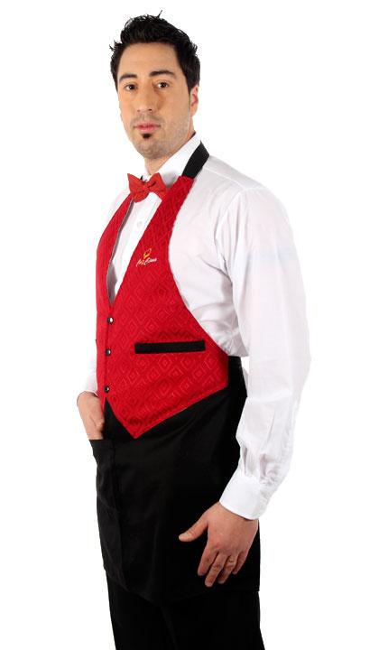 Delantal de pechera símil chaleco rojo