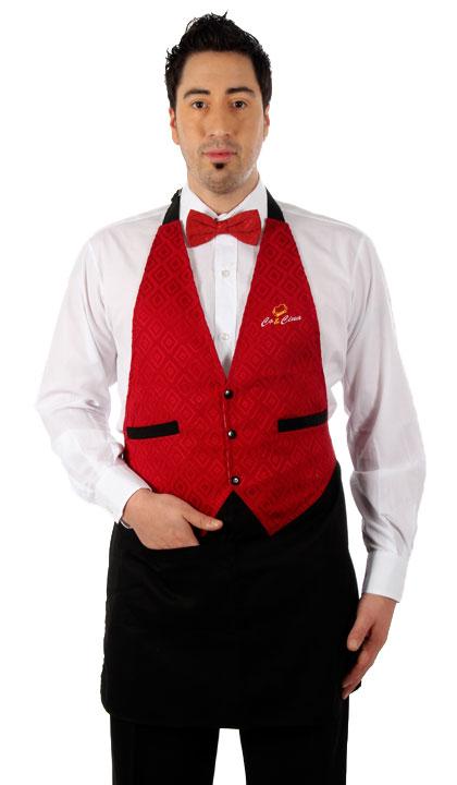 Delantal de pechera símil chaleco rojo