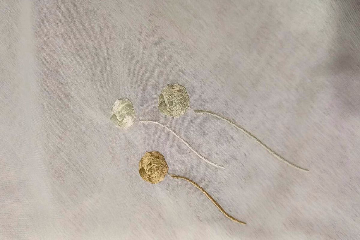 Voile Bordado Rosas Natural