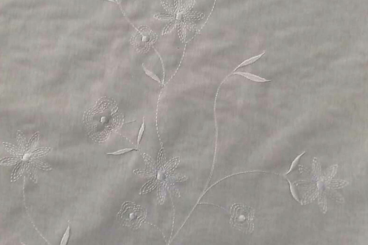 Voile Bordado Jardín Blanco