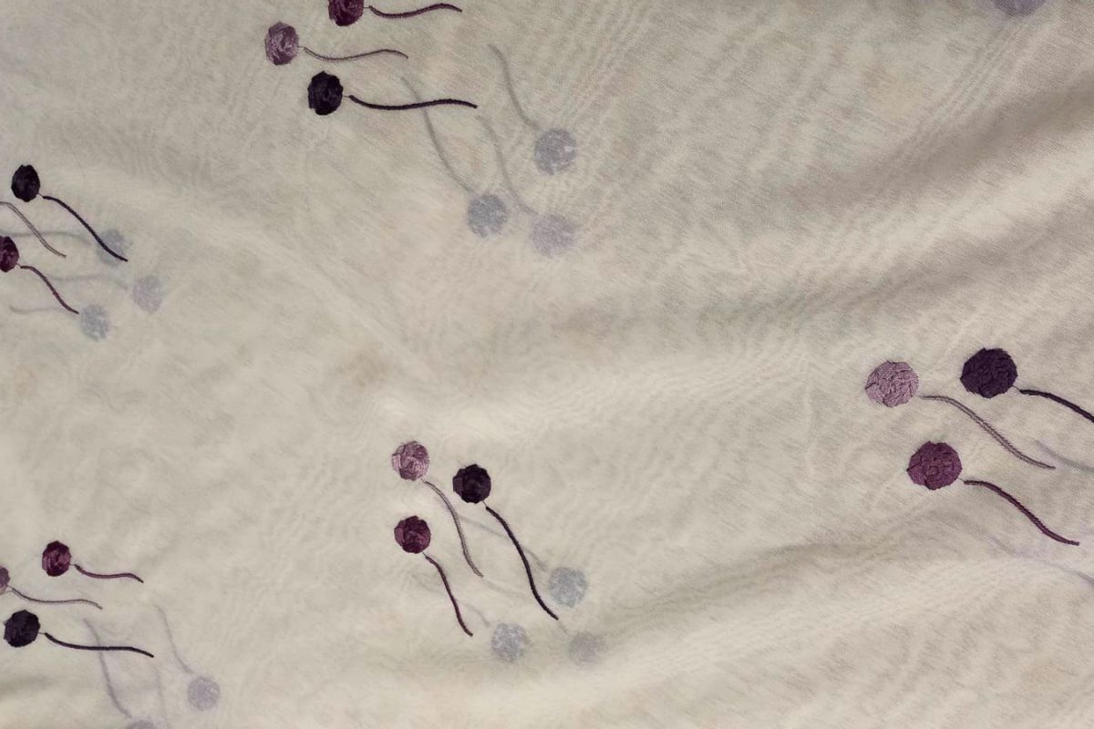 Voile Bordado Rosas Natural Marrón