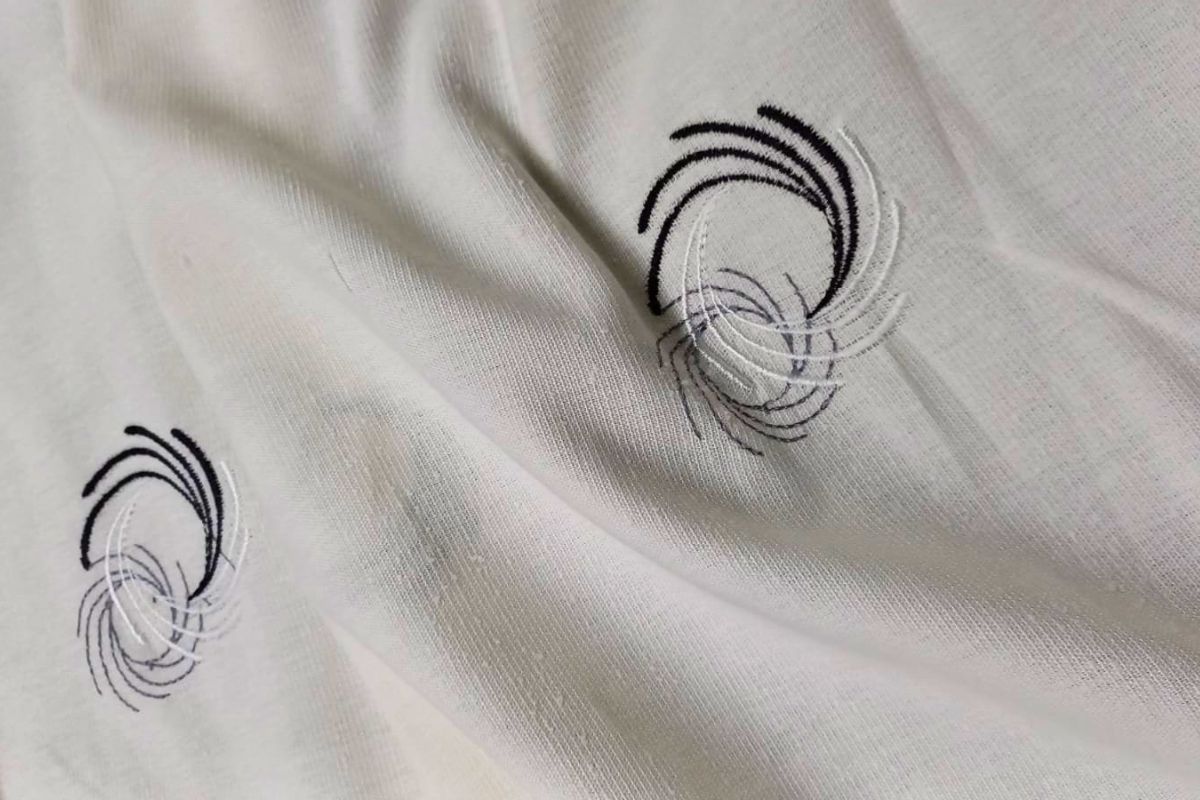 Gasa Bordada Eclipse Blanco Negro