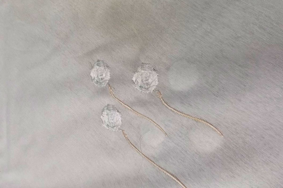 Voile Bordado Rosas Blanco