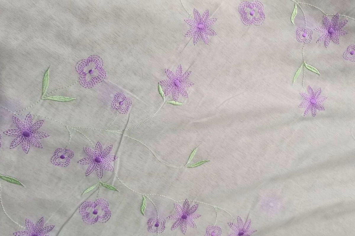 Voile Bordado Jardín Blanco Lila