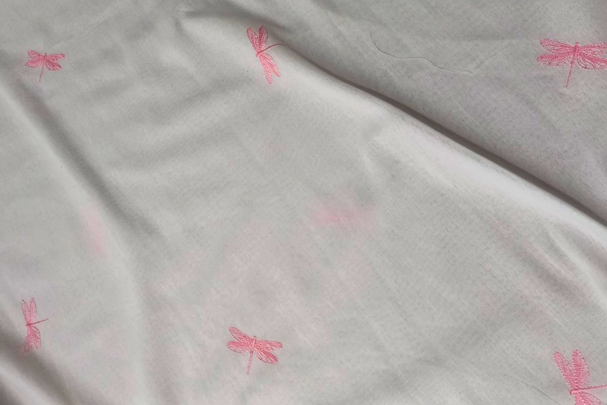 Voile Bordado Libelula Blanco Rosa