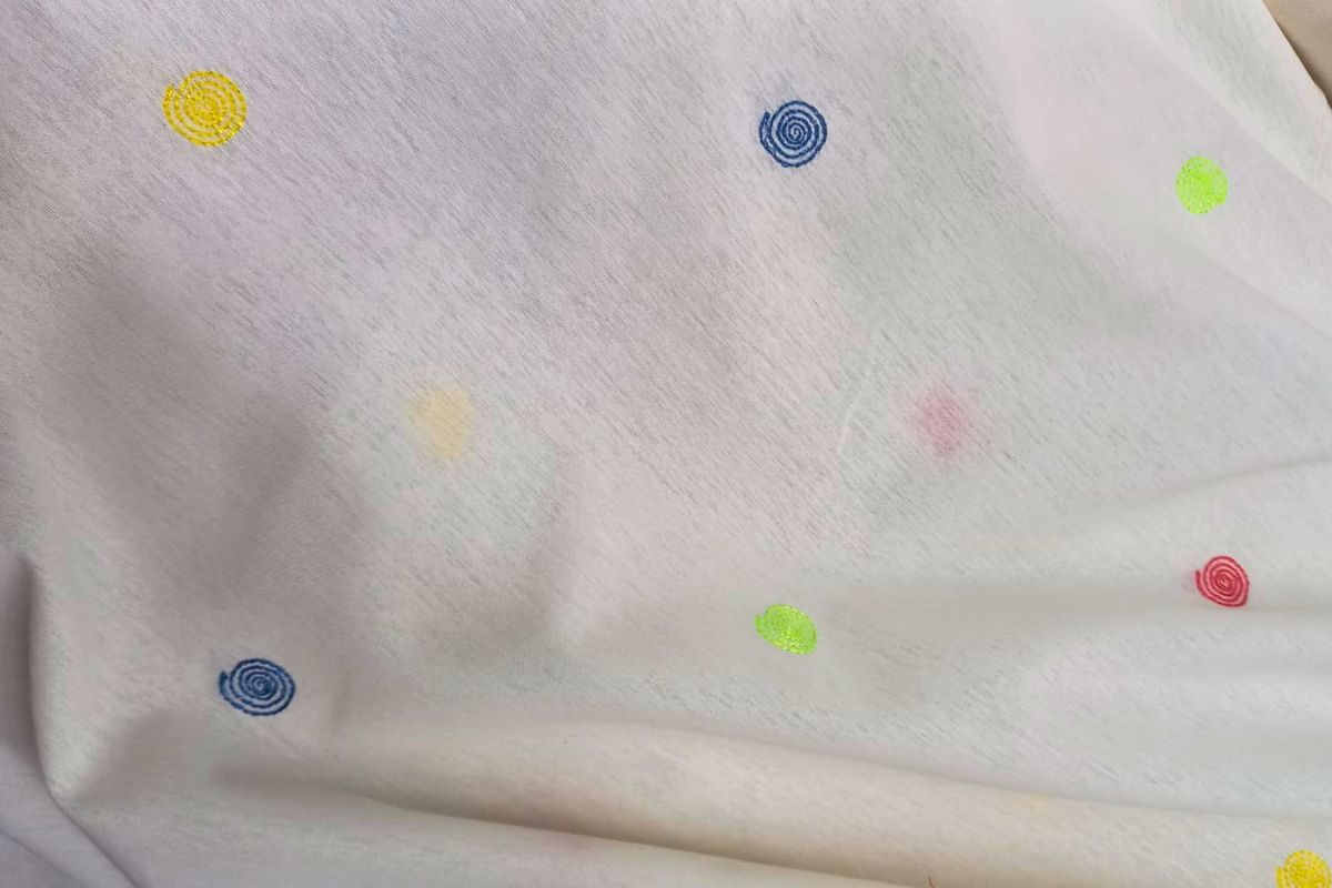 Voile Bordado Espiral Natural Multicolor