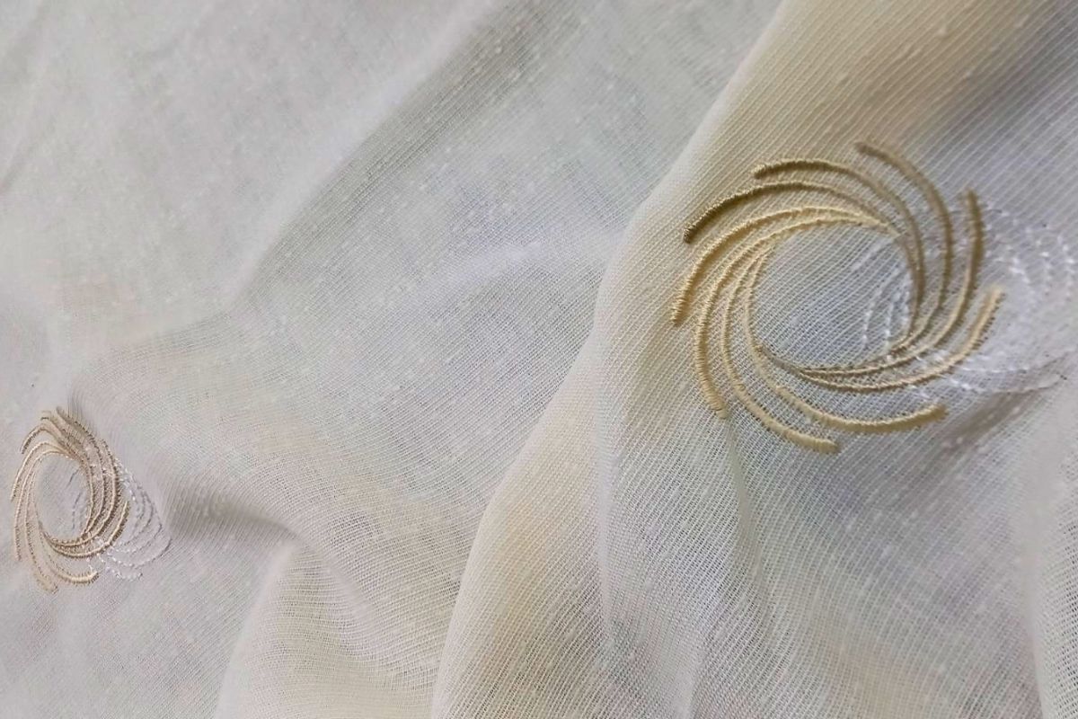 Gasa Bordada Eclipse Natural Marrón