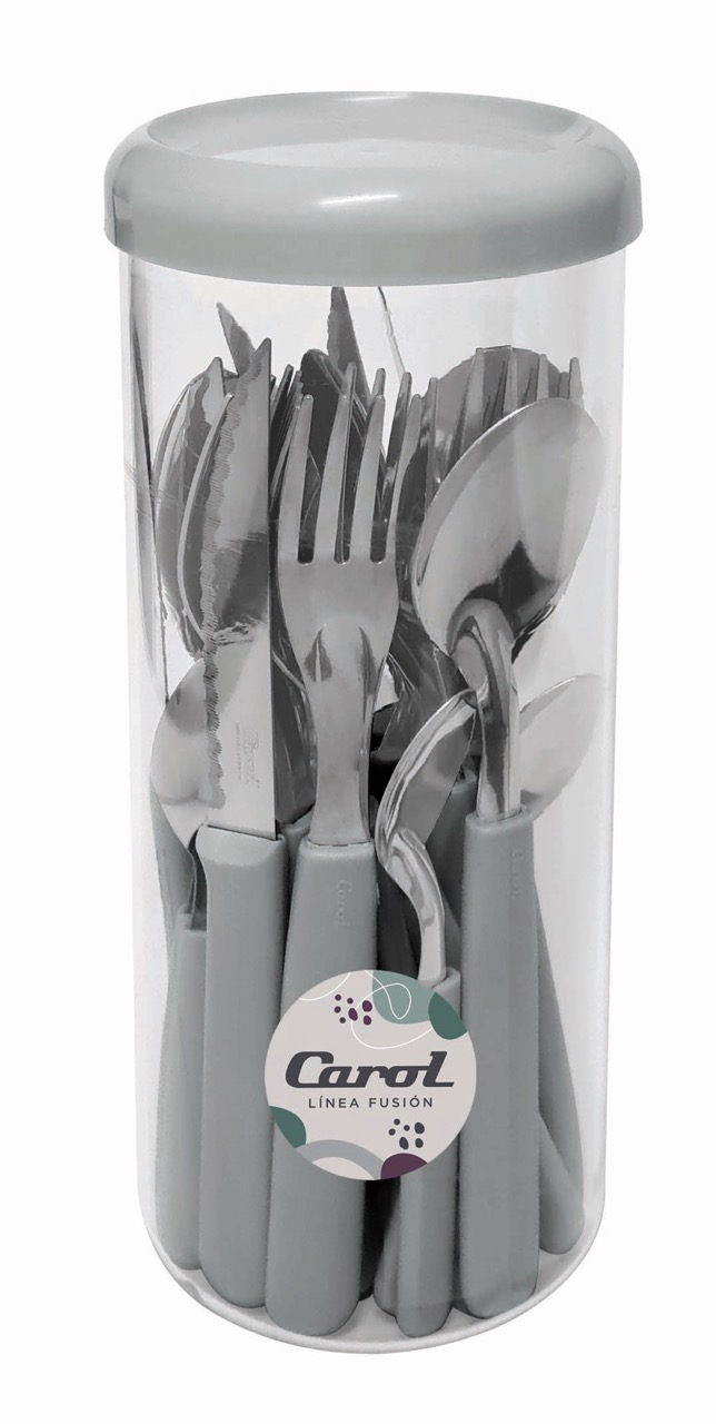 JUEGO DE CUBIERTOS 24 piezas Carol en Frasco Tarro
