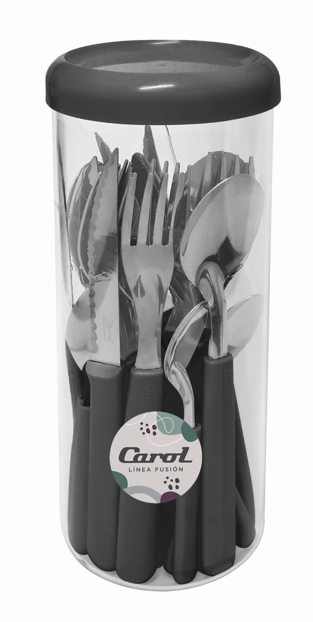 JUEGO DE CUBIERTOS 24 piezas Carol en Frasco Tarro