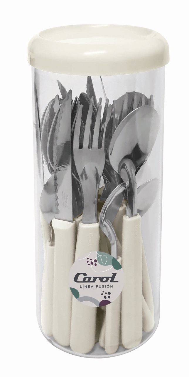 JUEGO DE CUBIERTOS 24 piezas Carol en Frasco Tarro