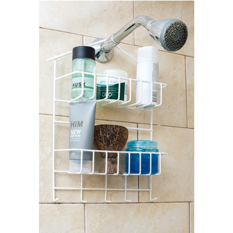 Estrante Colgante Baño 2 Estantes y Ganchos porta Cepillo