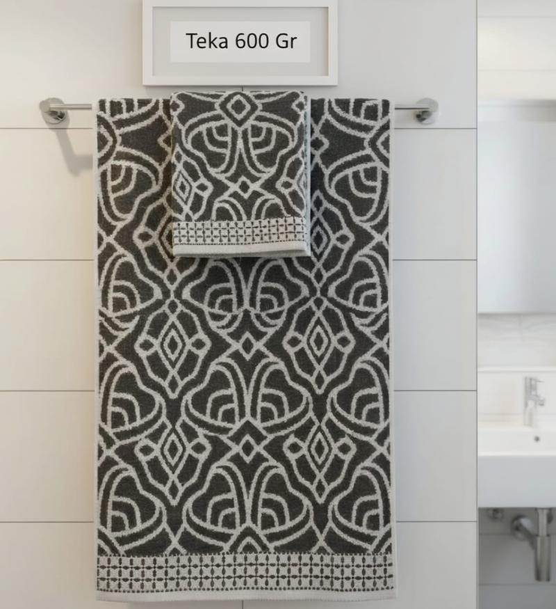 Juego de Toalla y Toallón Jackard Estampado 600G con Guarda - Teka