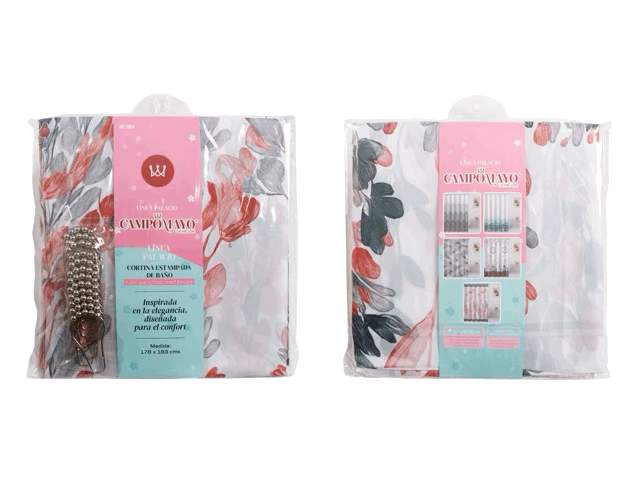 Cortina de Baño Teflón con 12 Ganchos Metálicos- Campomayo