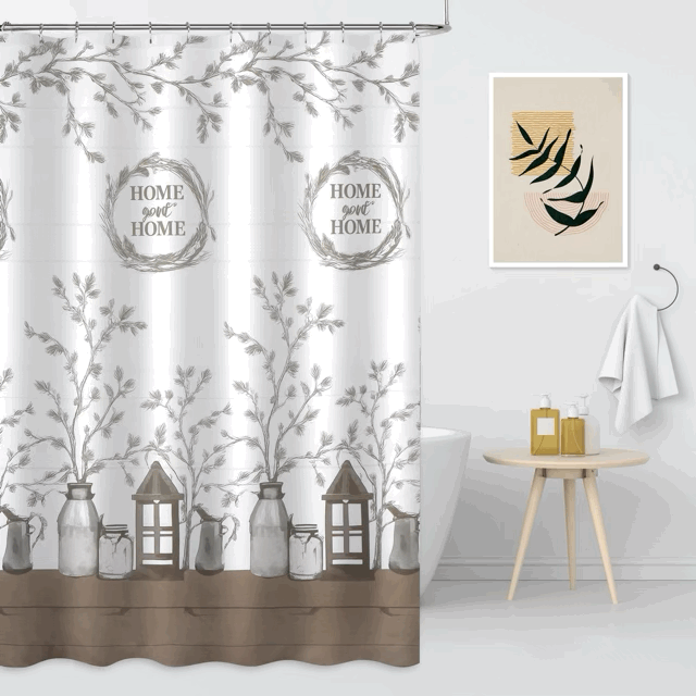 Cortina de Baño Teflón con 12 Ganchos Metálicos- Campomayo