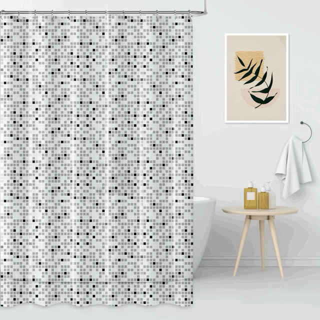 Cortina de Baño Estampada con 12 Ganchos - Campomayo