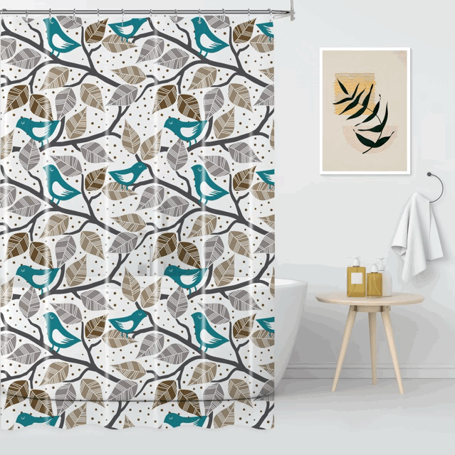 Cortina de Baño Estampada con 12 Ganchos - Campomayo