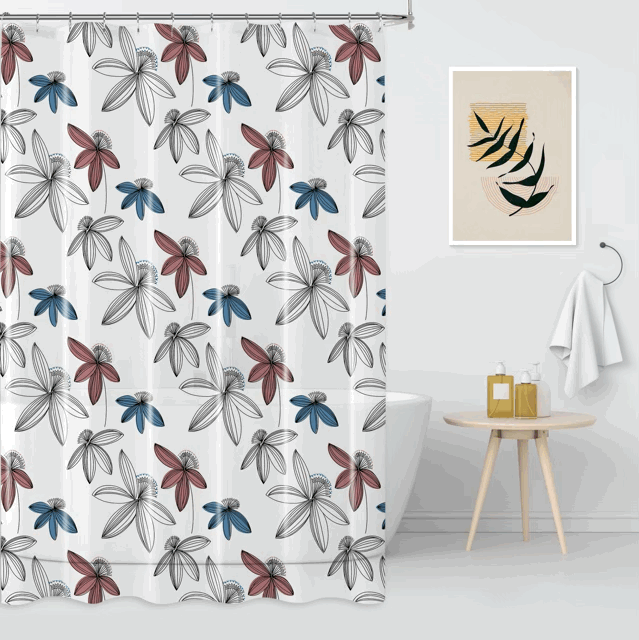 Cortina de Baño Estampada con 12 Ganchos - Campomayo