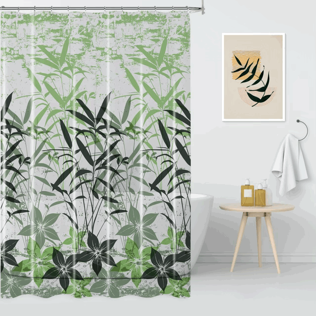 Cortina de Baño Estampada con 12 Ganchos - Campomayo