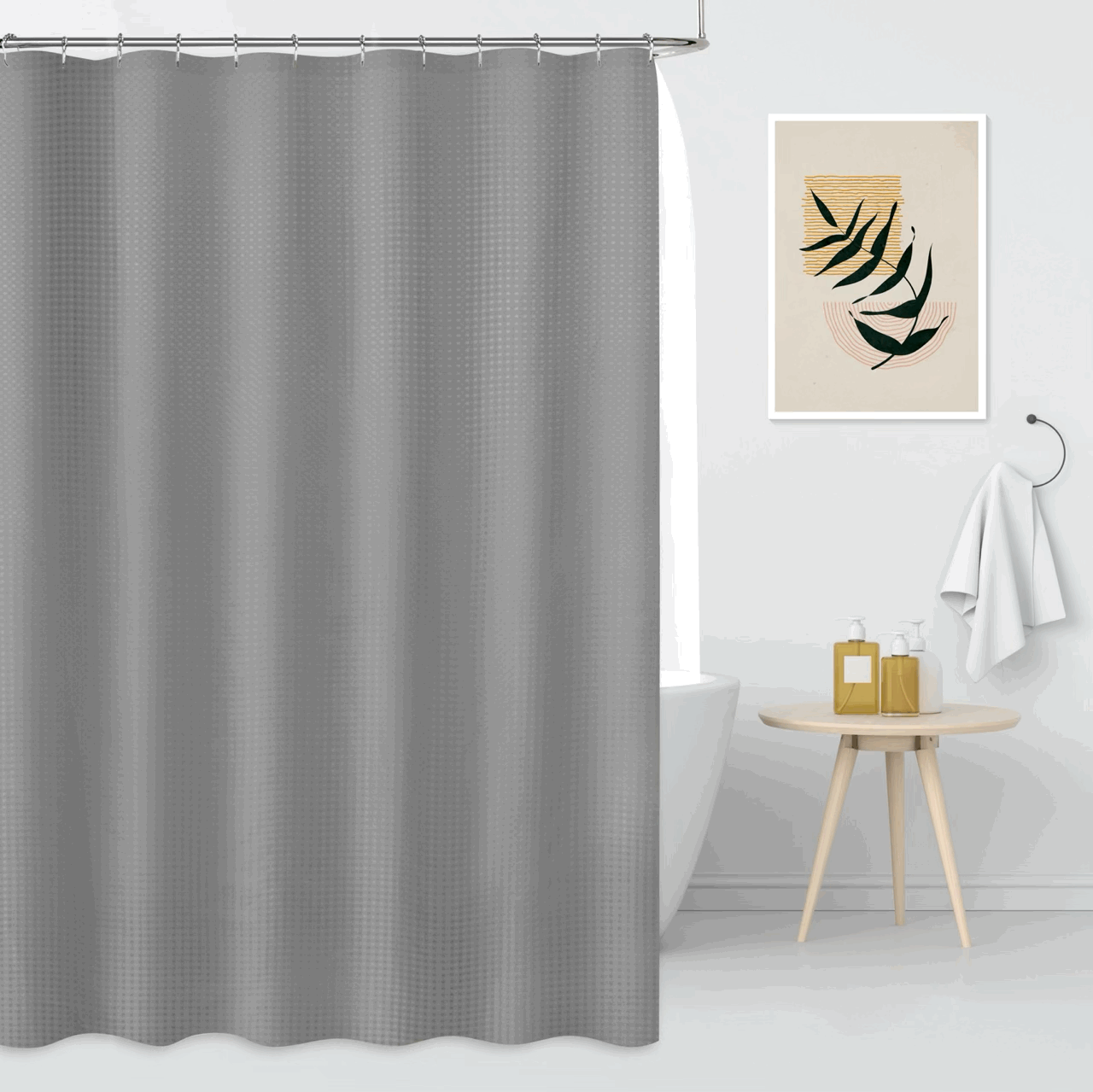 Cortina de Baño Premium Lisa con 12 Ganchos Metálicos - Campomayo