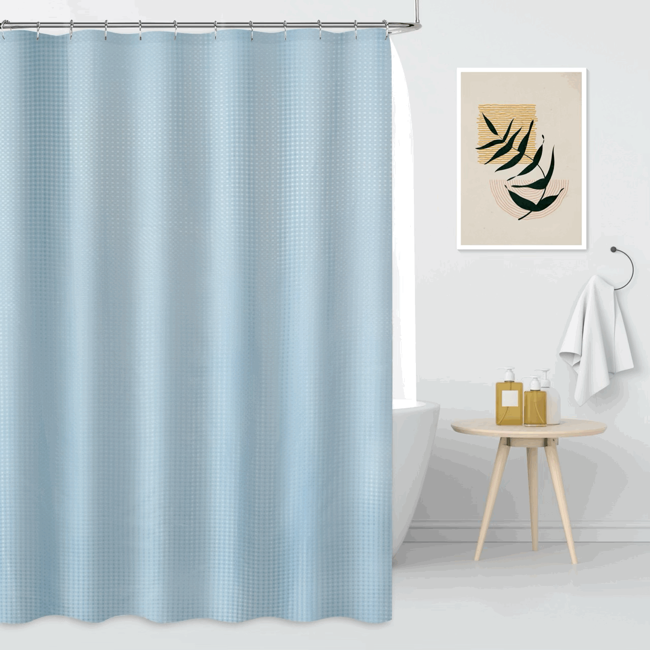 Cortina de Baño Premium Lisa con 12 Ganchos Metálicos - Campomayo