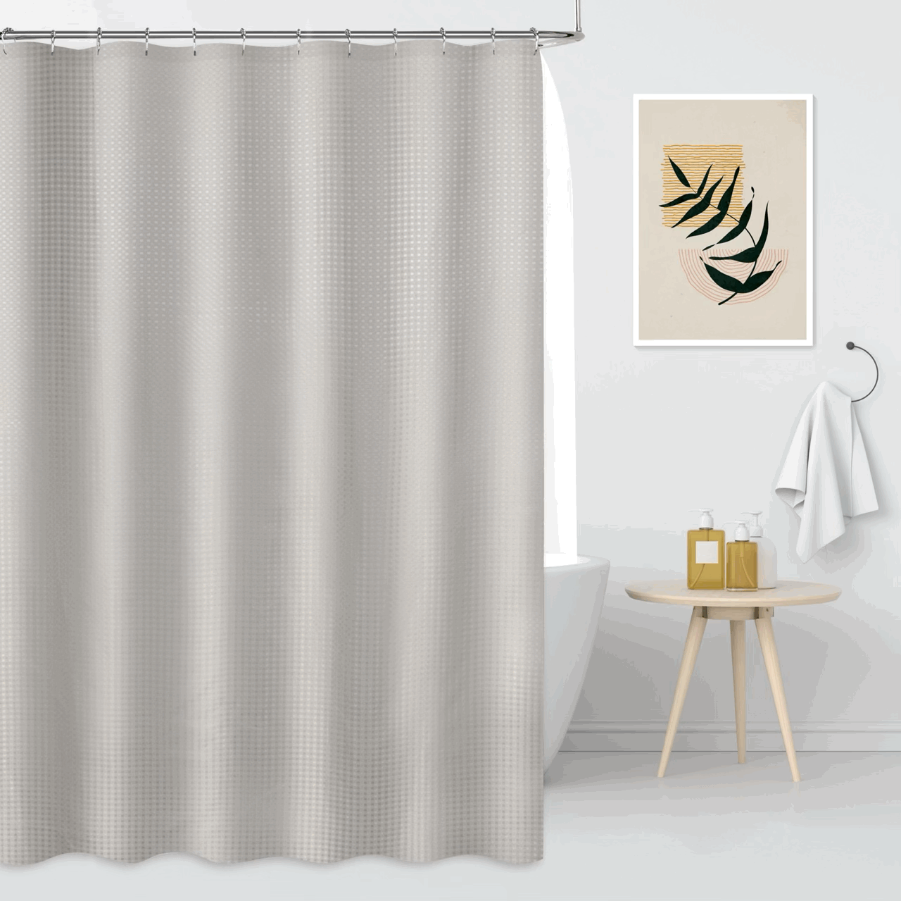 Cortina de Baño Premium Lisa con 12 Ganchos Metálicos - Campomayo