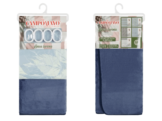 Set Cortina de Baño con Alfombra Memory y 12 Ganchos - Campomayo