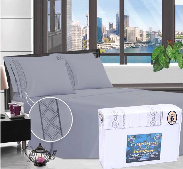 Juego de Sábanas Sauvignon Bordada 300H - Campomayo