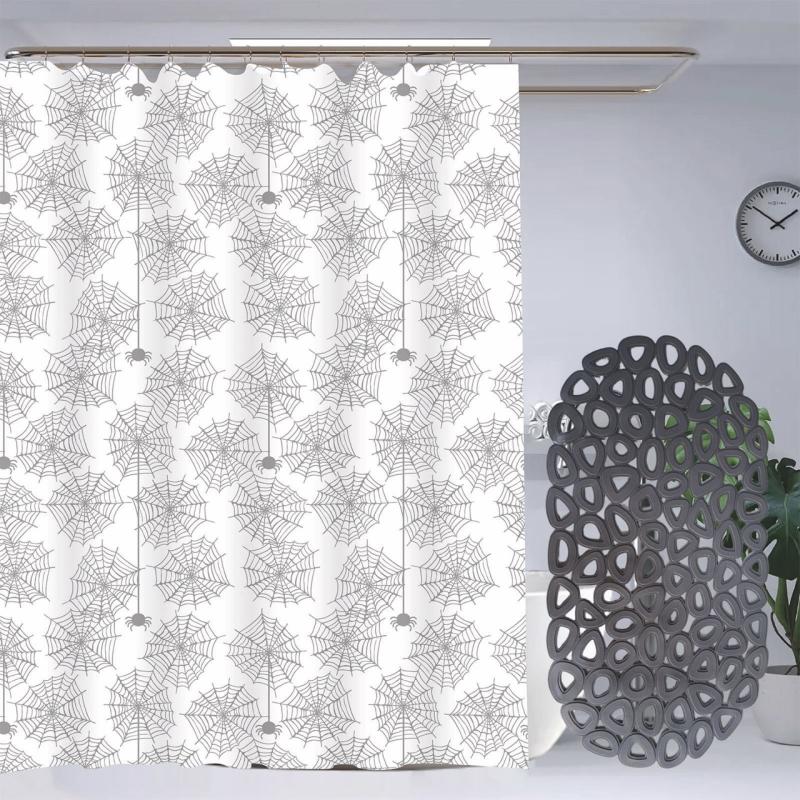 Set Cortina de Baño con Alfombra Bañera y Ganchos - Campomayo