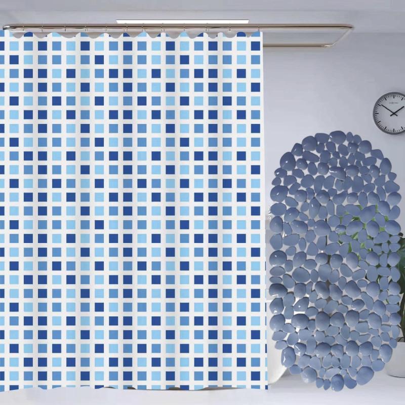 Set Cortina de Baño con Alfombra Bañera y Ganchos - Campomayo