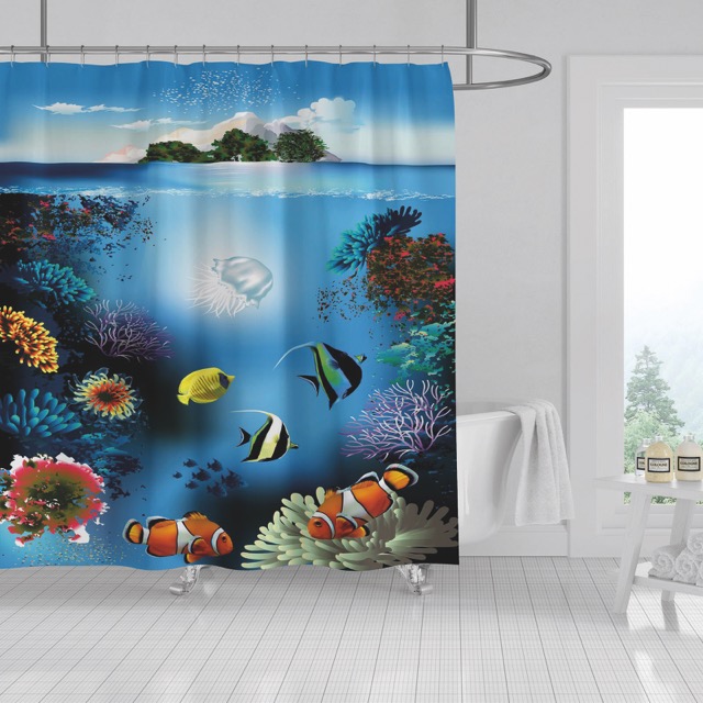 Cortina de Baño Teflón Programada con 12 Ganchos - Campomayo