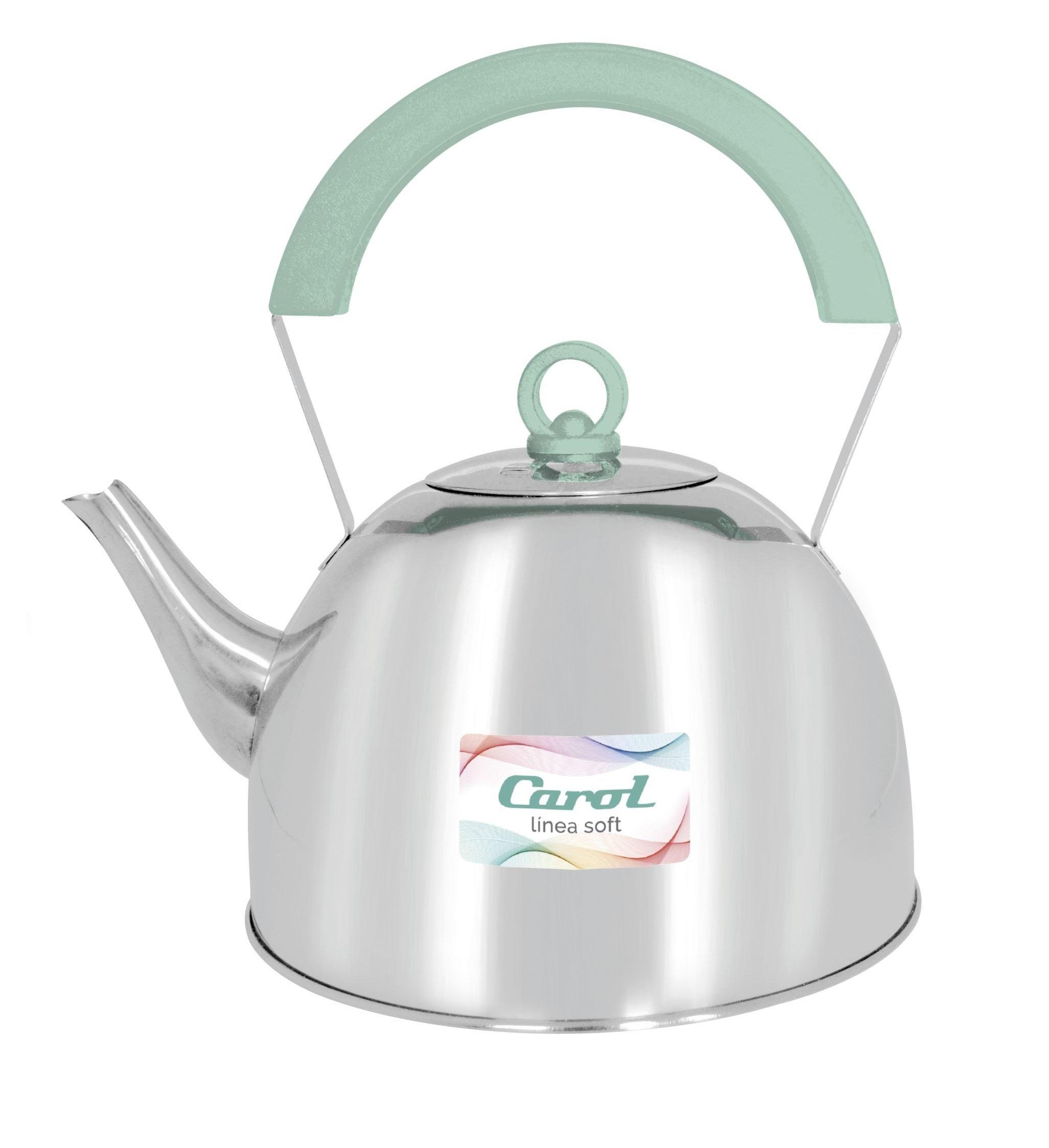 PAVA DE ACERO INOXIDABLE Carol. PICO CURVO con Apoya Pava Varios Colores