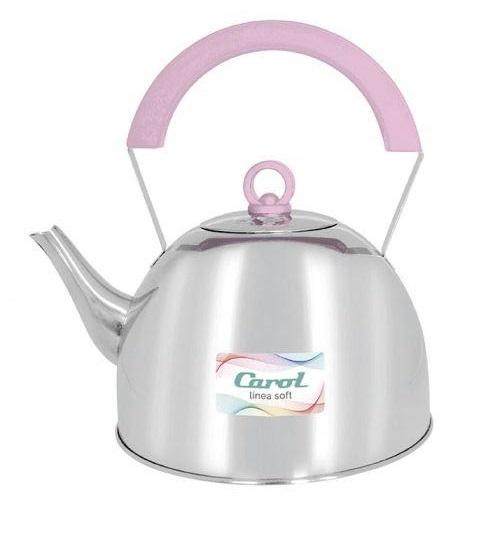 PAVA DE ACERO INOXIDABLE Carol. PICO CURVO con Apoya Pava Varios Colores