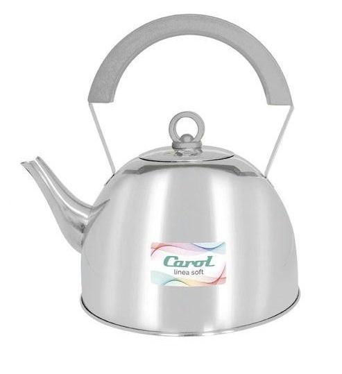 PAVA DE ACERO INOXIDABLE Carol. PICO CURVO con Apoya Pava Varios Colores