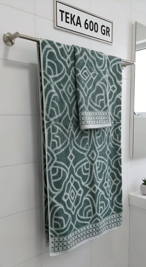 Juego de Toalla y Toallón Jackard Estampado 500G con Guarda - Teka